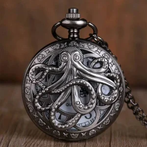 Men Octopus Engraved Pocket Watch White