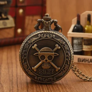 1PC Men's Pocket Watches Vintage Skull Pirate Pocket Watch Creative Hanging Chain Flip Watch Retro Round Quartz Watches Pendant,Ideal Choice For Gifts To Men Bronze