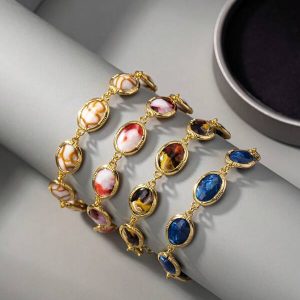 1pc Vintage Elegant Resin Ellipse Bracelet For Women, Suitable For Festivals, Birthdays, Dates, Parties, Weddings, Holidays, Shopping, Business, And Daily Commuting Accessories Colorful