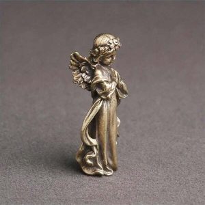 1pc, Exquisite Handcrafted Bronze Guardian Angel Cupid Tabletop Decoration Figurine - Unique European And American Gods Inspired Design For Home Decor, Gift Giving, And Year-Round Celebrations - Perfect For Bathroom, Bedroom, Kitchen, Living Room, And Nursery - Vintage Fantasy Theme For Christmas, Easter, Halloween, And Thanksgiving Bronze