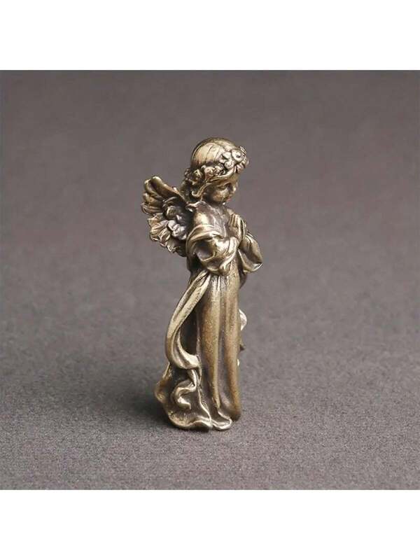 1pc, Exquisite Handcrafted Bronze Guardian Angel Cupid Tabletop Decoration Figurine - Unique European And American Gods Inspired Design For Home Decor, Gift Giving, And Year-Round Celebrations - Perfect For Bathroom, Bedroom, Kitchen, Living Room, And Nursery - Vintage Fantasy Theme For Christmas, Easter, Halloween, And Thanksgiving Bronze