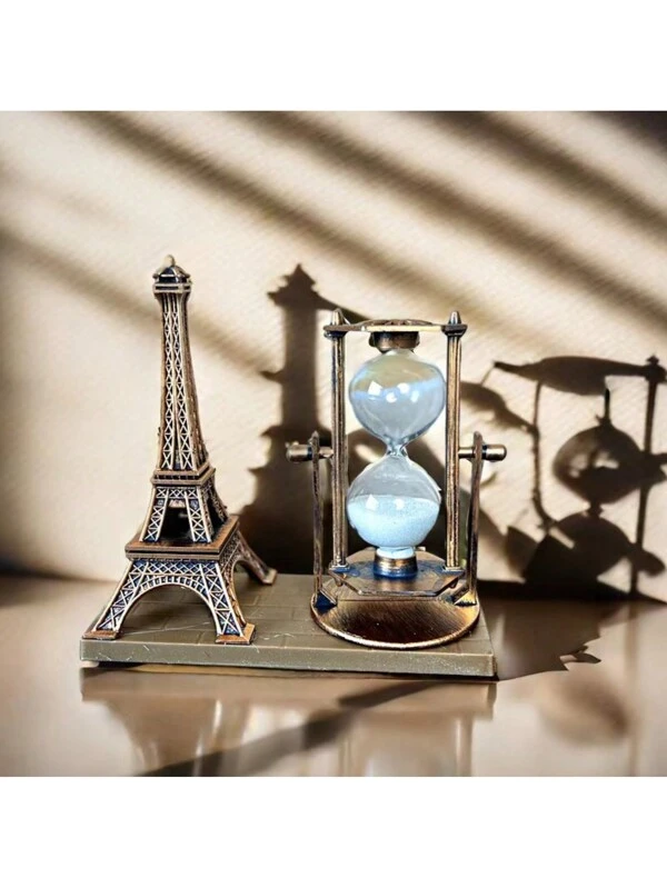 1 Pc Retro Eiffel Tower Hourglass Timer-Decorative Collectible Figurine, Plastic, Suitable For Various Room Types, Indoor And Outdoor Use, Without Electricity. Multicolor