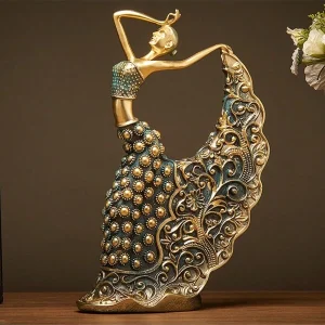 1pc, Peacock Dance Girl Statue Ornament, Dance Girl Statue Decoration Ornament, Living Room Wine Cabinet TV Cabinet Display Cabinet Office Decoration Ornament Multicolor