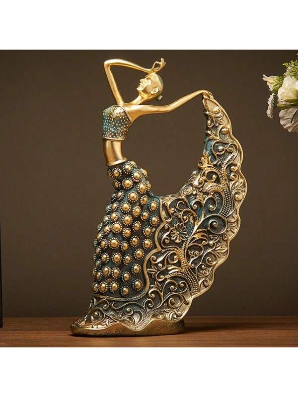 1pc, Peacock Dance Girl Statue Ornament, Dance Girl Statue Decoration Ornament, Living Room Wine Cabinet TV Cabinet Display Cabinet Office Decoration Ornament Multicolor