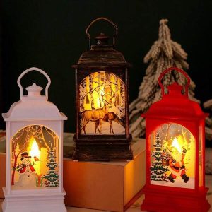 1pc Christmas Decoration Retro Small Flat Wind Lights Light Up Small Ornaments Multicolor