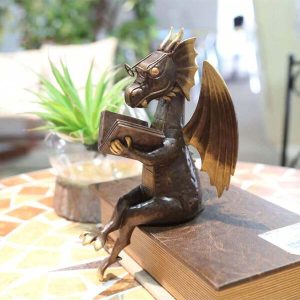 Kindergarten Ornament Reading Book Ornaments Study Room Living Room Desktop Light Luxury Crafts Antique Statue Decoration Dragon Year Commemoration Gnome Garden Decorations (Coffee, 21*17.5 Bronze